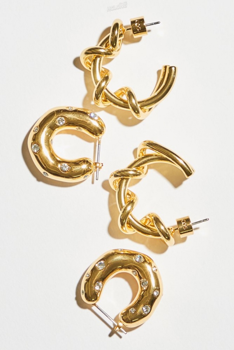 Gold COS Crystal-Embellished Chunky Hoop Earrings Jewelry & Jewellery | YG37-M9AM