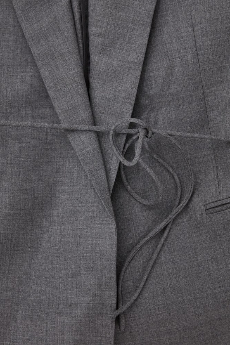 Gray COS Belted Double-Breasted Wool Blazer Blazers & Tailoring | FS80-E3GF