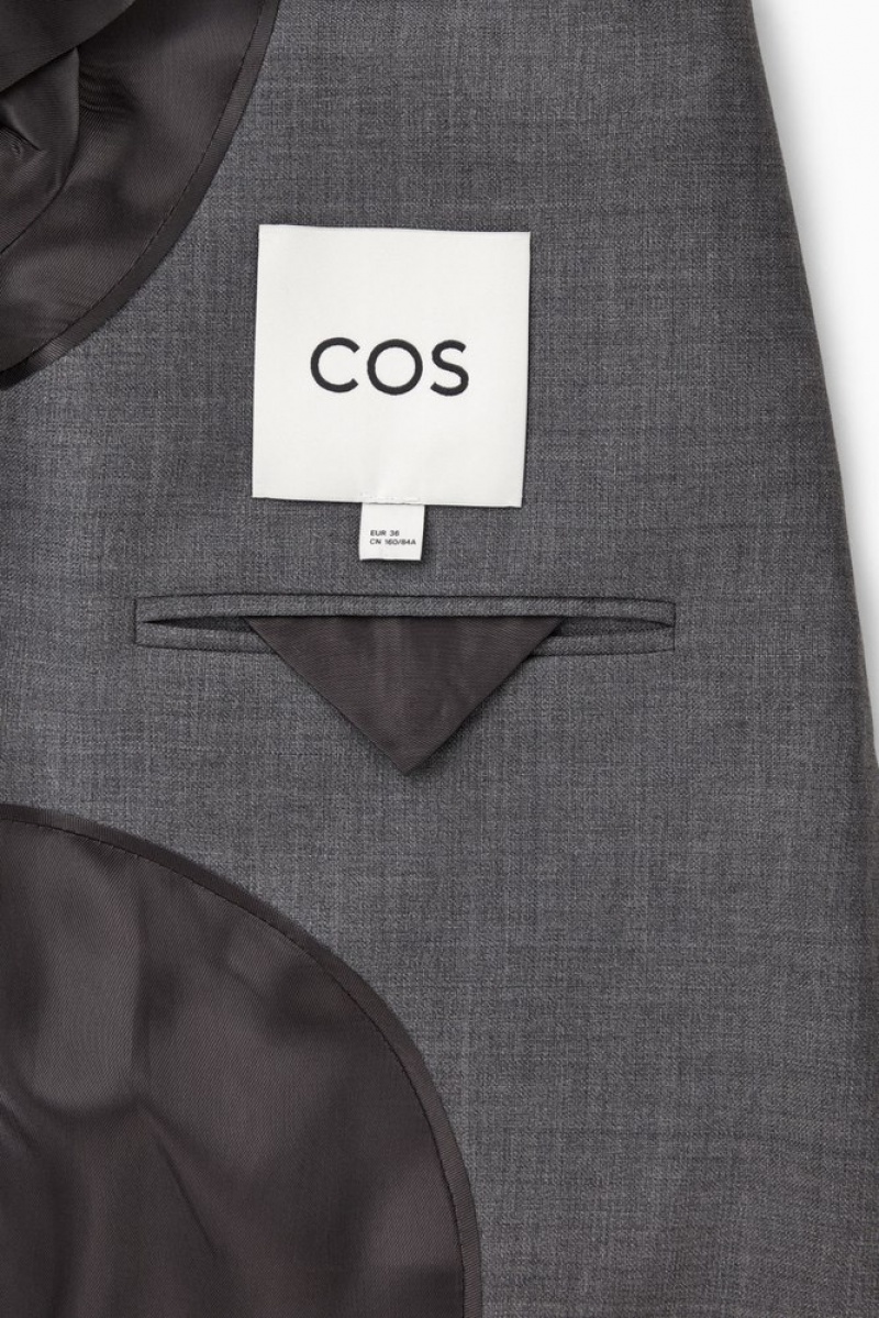 Gray COS Belted Double-Breasted Wool Blazer Blazers & Tailoring | FS80-E3GF