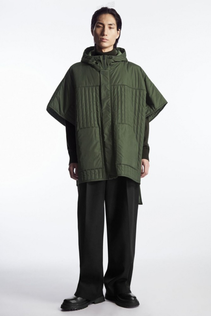 Green COS Hooded Quilted Hybrid Gilet Coats & Jackets | LI57-Z6FH