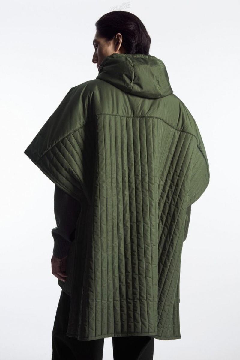 Green COS Hooded Quilted Hybrid Gilet Coats & Jackets | LI57-Z6FH