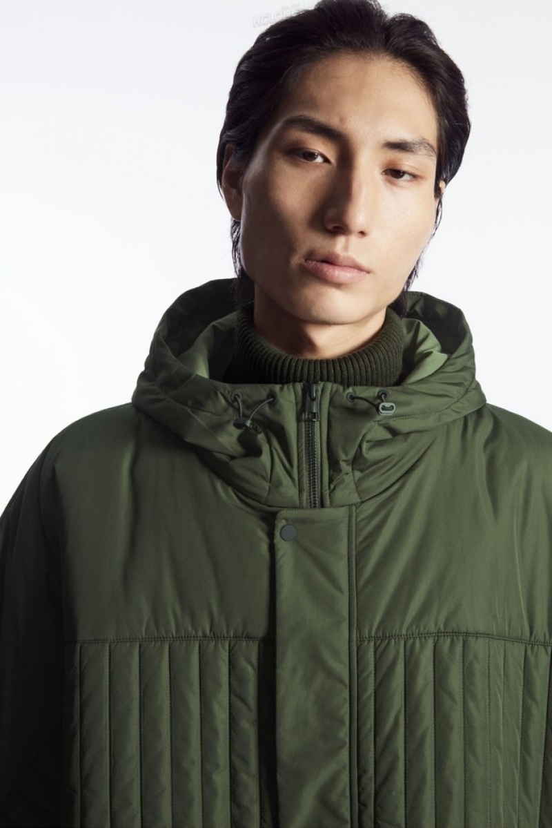 Green COS Hooded Quilted Hybrid Gilet Coats & Jackets | LI57-Z6FH