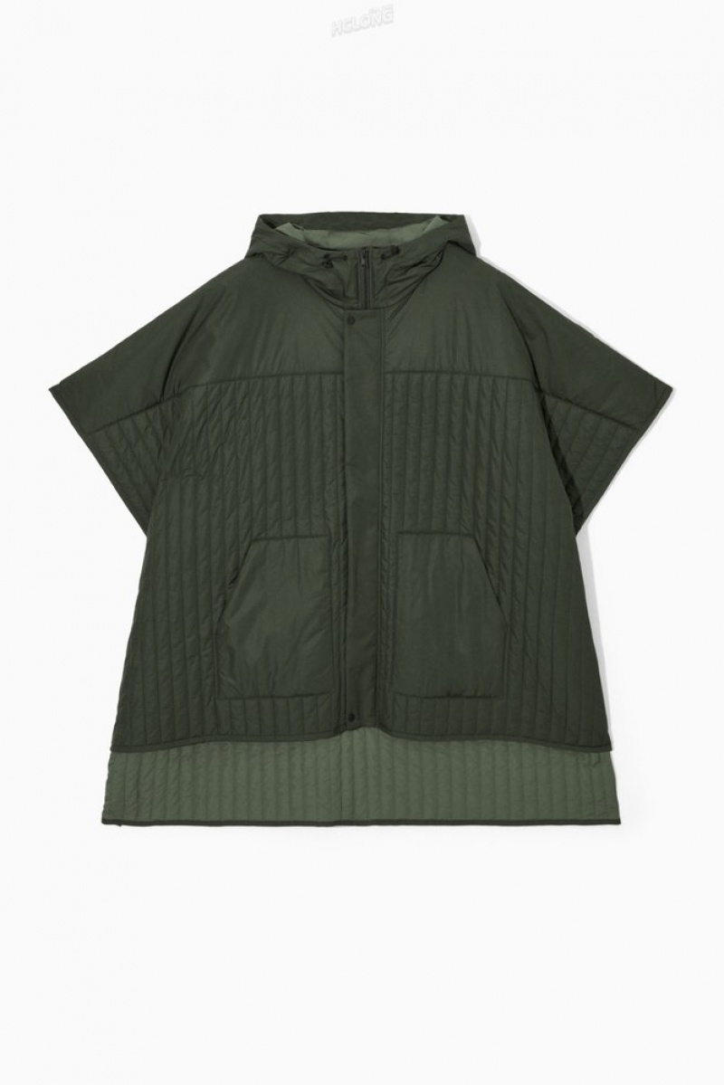 Green COS Hooded Quilted Hybrid Gilet Coats & Jackets | LI57-Z6FH