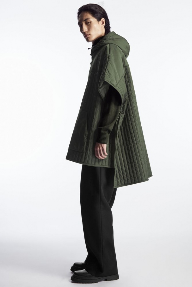 Green COS Hooded Quilted Hybrid Gilet Coats & Jackets | LI57-Z6FH