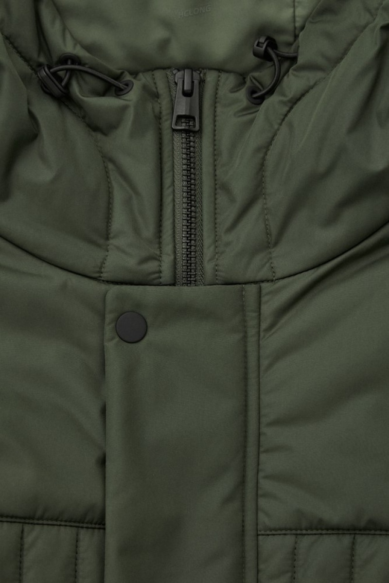 Green COS Hooded Quilted Hybrid Vest Coats & Jackets | XG03-W0HM