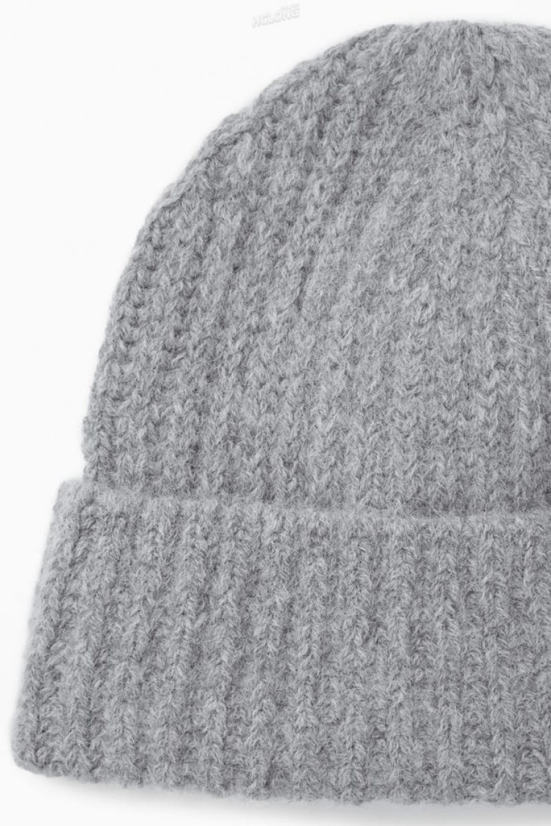 Grey COS Ribbed Alpaca-Blend Beanie Hats | MB04-L0MR