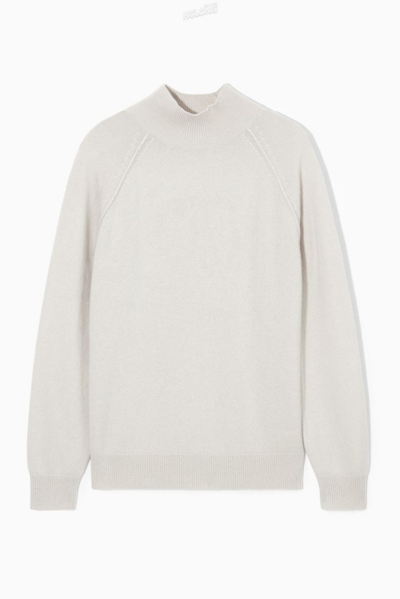 Light Beige COS Pure Cashmere Funnel-Neck Jumper Sweaters & Cardigans | LH07-T8TL