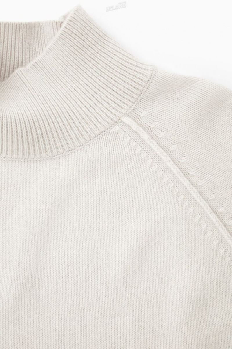 Light Beige COS Pure Cashmere Funnel-Neck Jumper Sweaters & Cardigans | LH07-T8TL