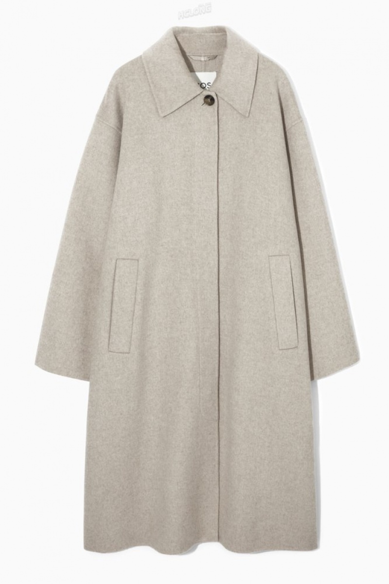 Light Beige MéLange COS Collared Double-Faced Wool Coat Coats & Jackets | KU23-N1FJ