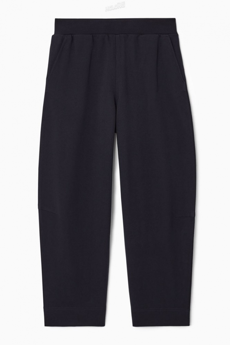 Navy COS Barrel-Leg Jersey Joggers Trousers | CG32-B5ZX