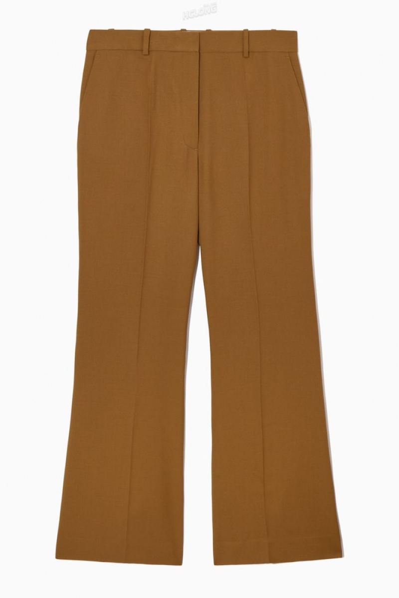 Navy COS Flared Wool Trousers Pants | QM29-H7SG