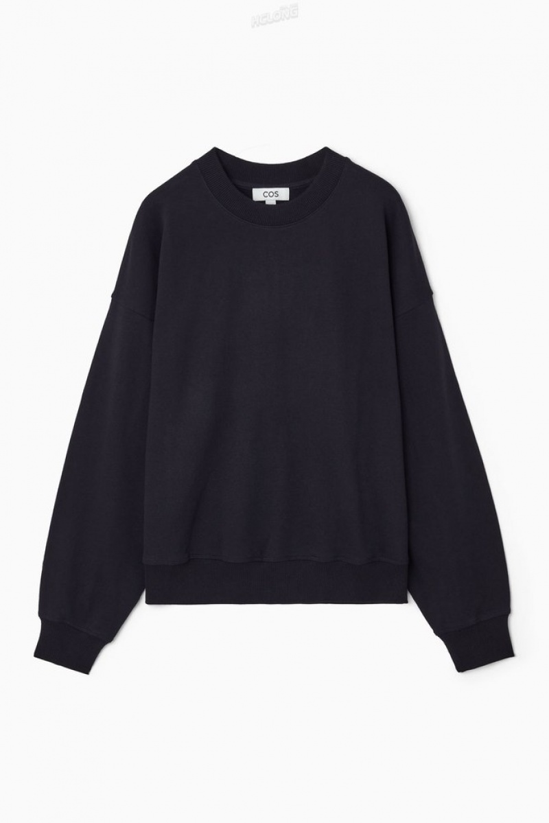 Navy COS Oversized Jersey Sweatshirt Sweatshirts & Hoodies | JP80-M9WS