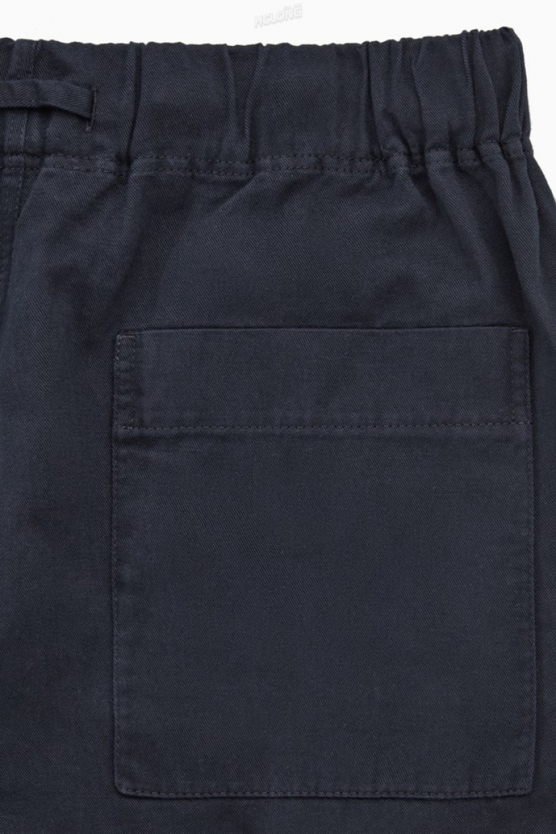 Navy COS Relaxed-Fit Drawstring Twill Pants Pants | IC13-X1BD