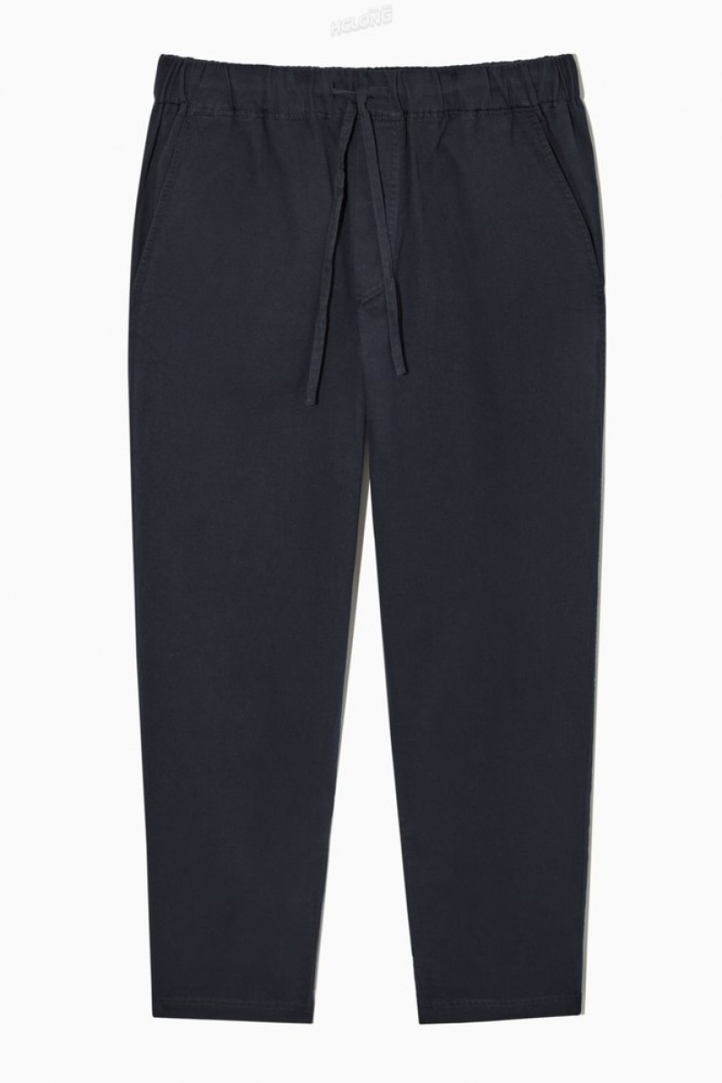 Navy COS Relaxed-Fit Drawstring Twill Pants Pants | IC13-X1BD