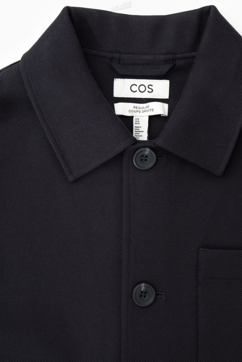 Navy COS Twill Utility Jacket Coats & Jackets | XA78-K8UP