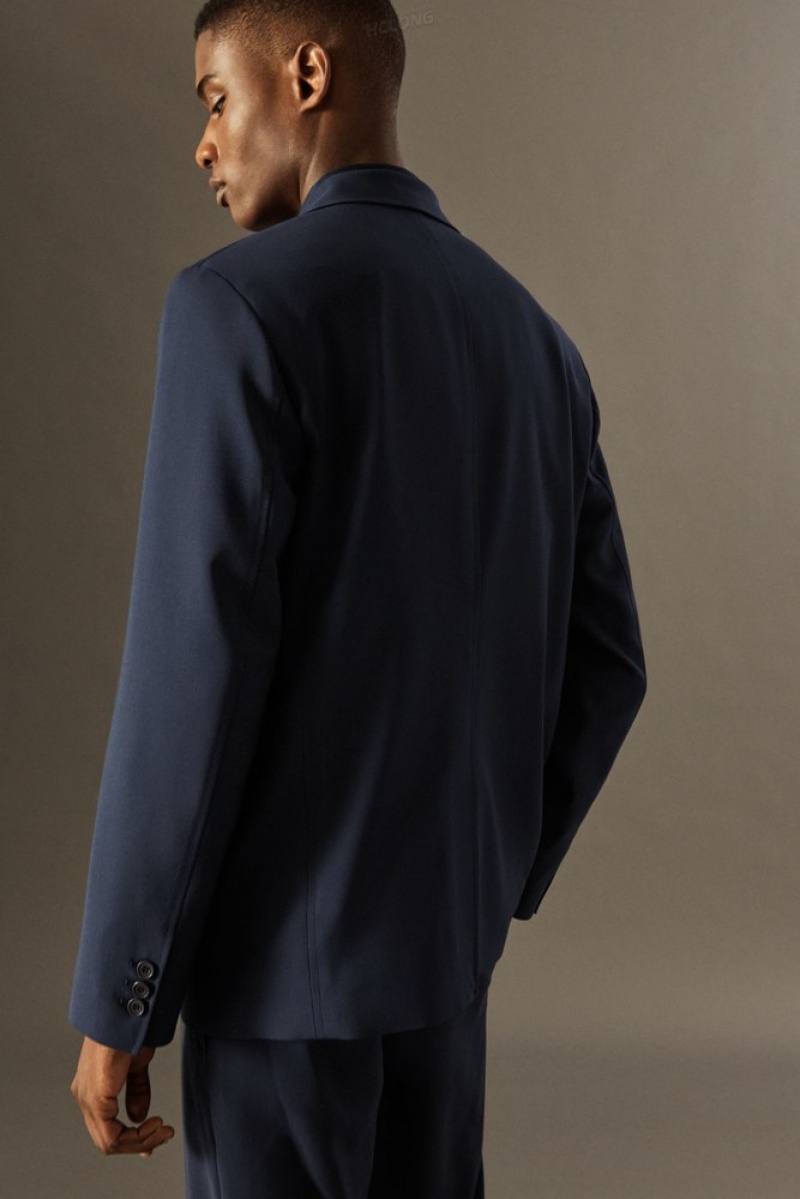 Navy COS Unstructured Lightweight Wool Blazer - Regular Blazers | SG95-D3KB