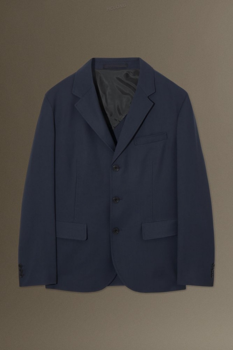 Navy COS Unstructured Lightweight Wool Blazer - Regular Blazers | SG95-D3KB