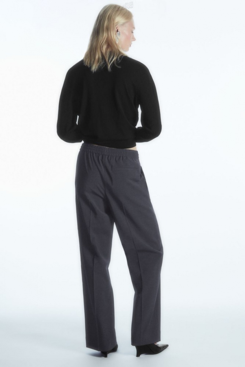 Navy COS Wool Drawstring Trousers Trousers | GX08-J4TZ