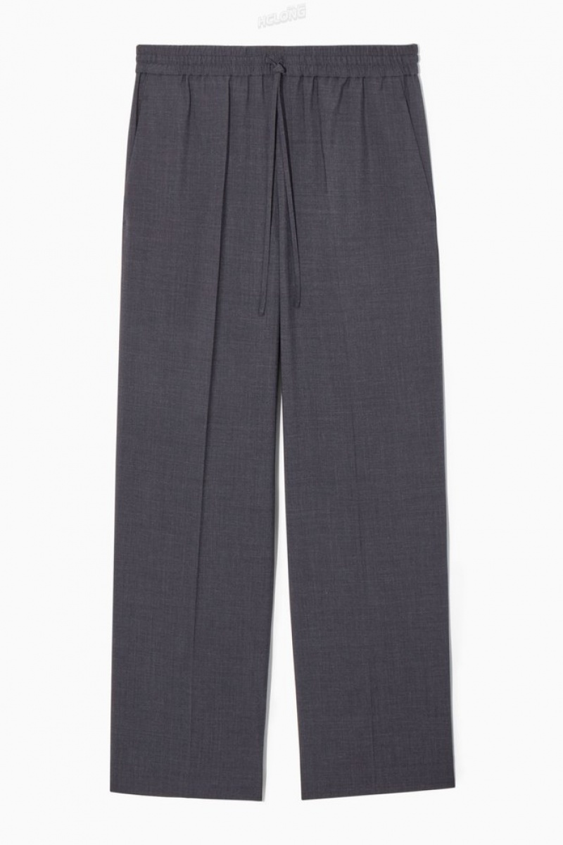 Navy COS Wool Drawstring Trousers Trousers | GX08-J4TZ