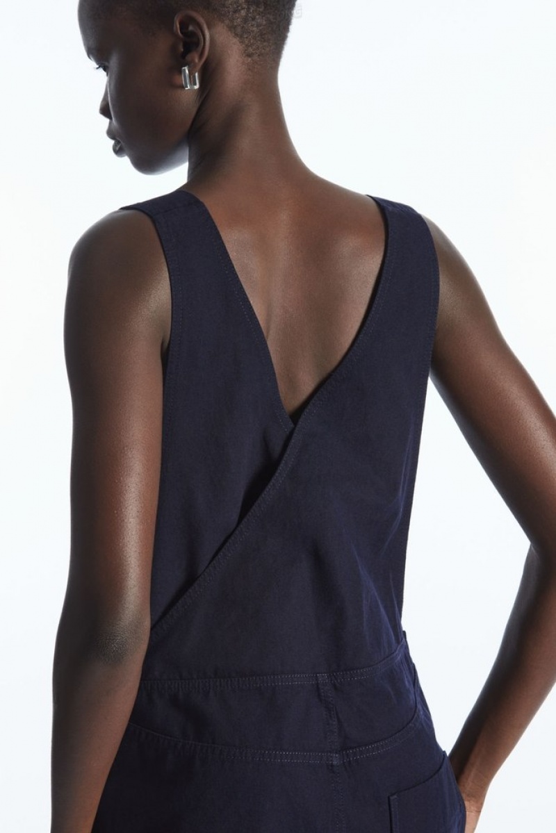 Navy COS Wrap-Back Wide-Leg Overalls Jumpsuits | XQ27-H4UN