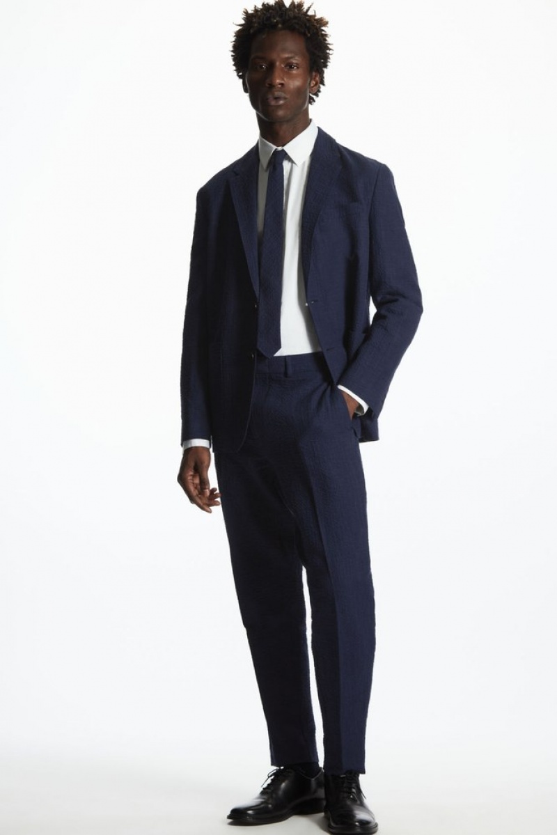 Navy / Checked COS Slim Checked Tie Ties | ME18-A0IX