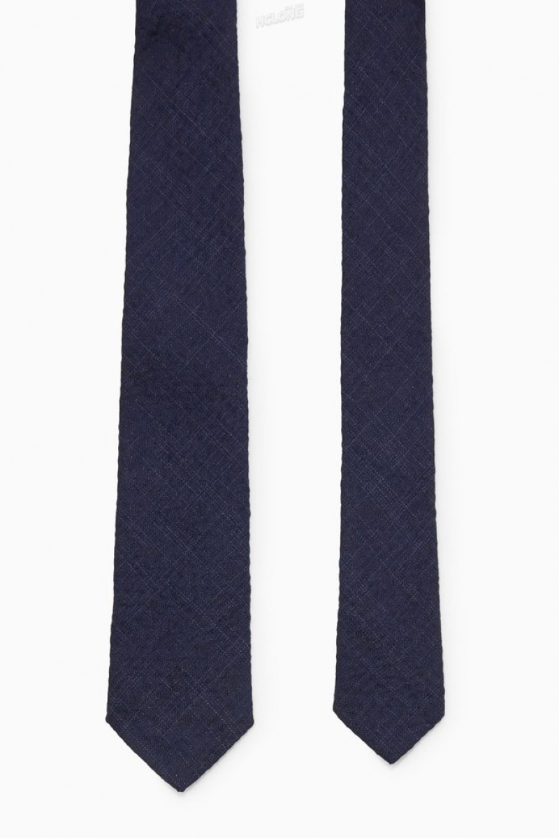 Navy / Checked COS Slim Checked Tie Ties | ME18-A0IX