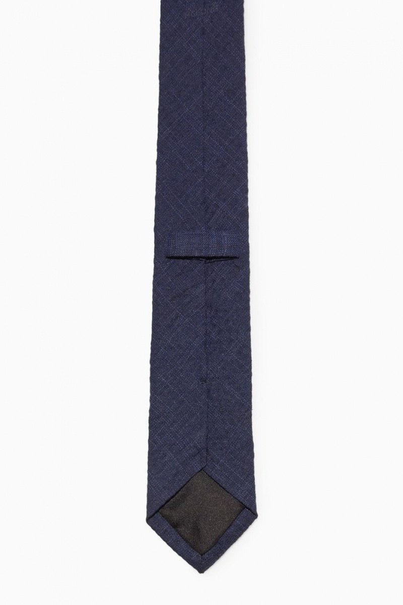 Navy / Checked COS Slim Checked Tie Ties | ME18-A0IX