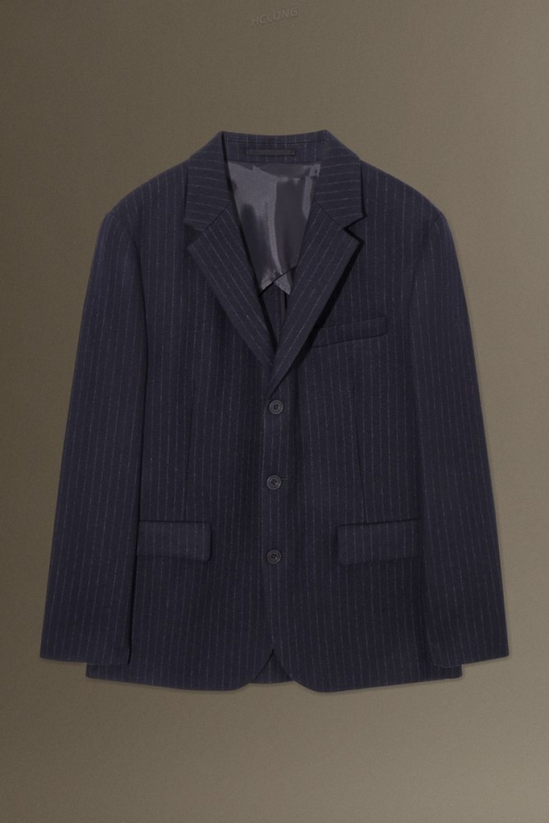 Navy / Pinstriped COS Pinstriped Wool Blazer - Regular Blazers | GA90-V5OQ