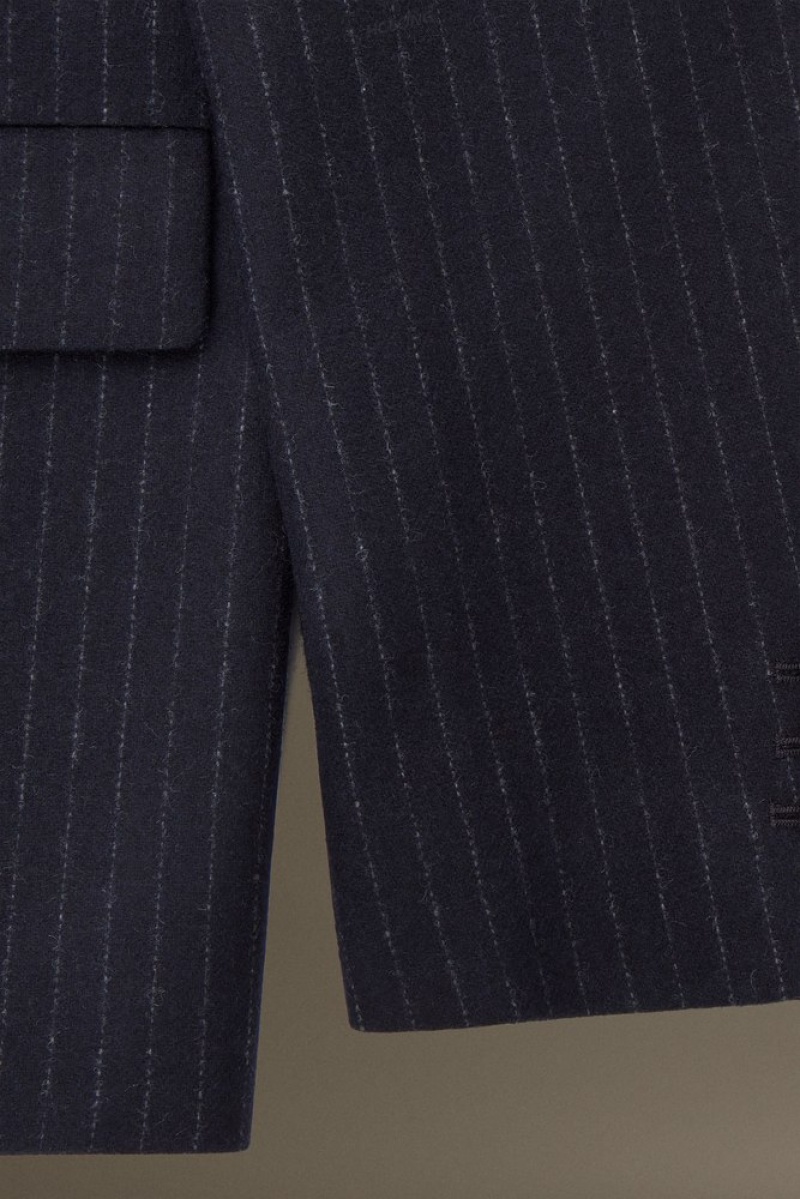 Navy / Pinstriped COS Pinstriped Wool Blazer - Regular Blazers | GA90-V5OQ