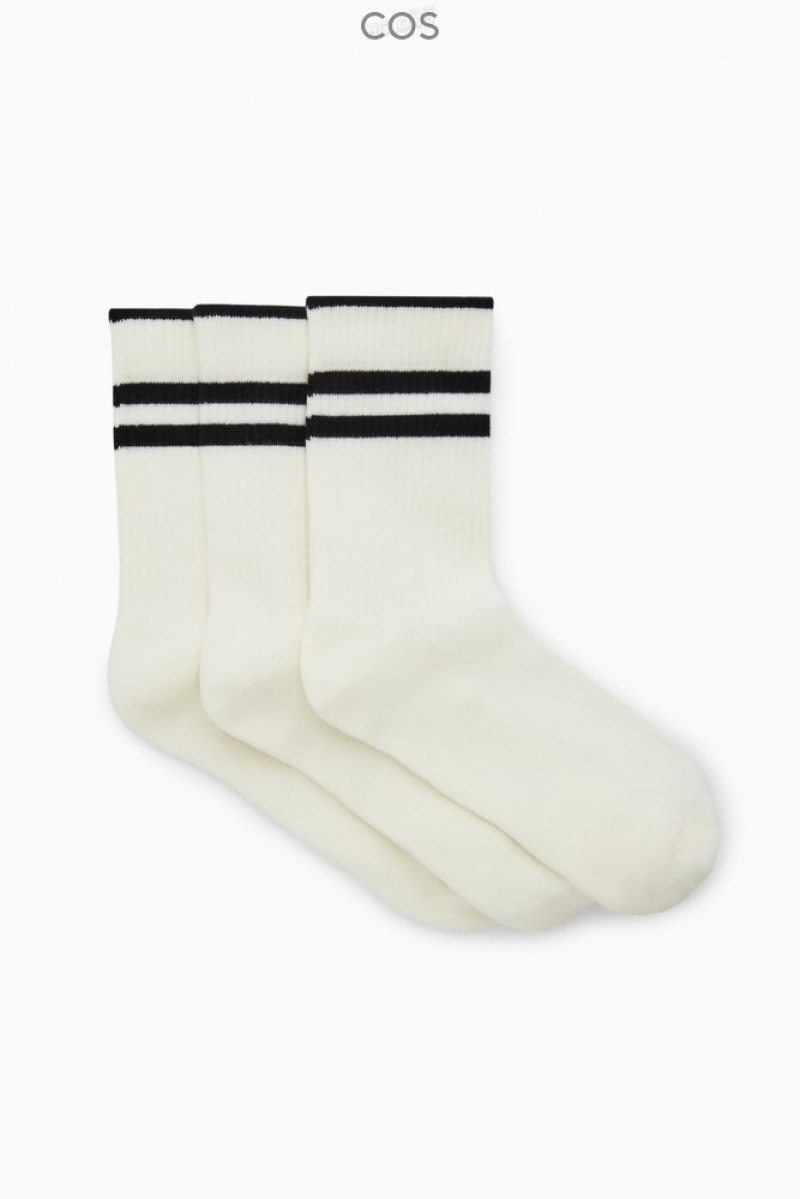 Off-White COS 3-Pack Ribbed Sport Socks Socks | FH62-U5UC