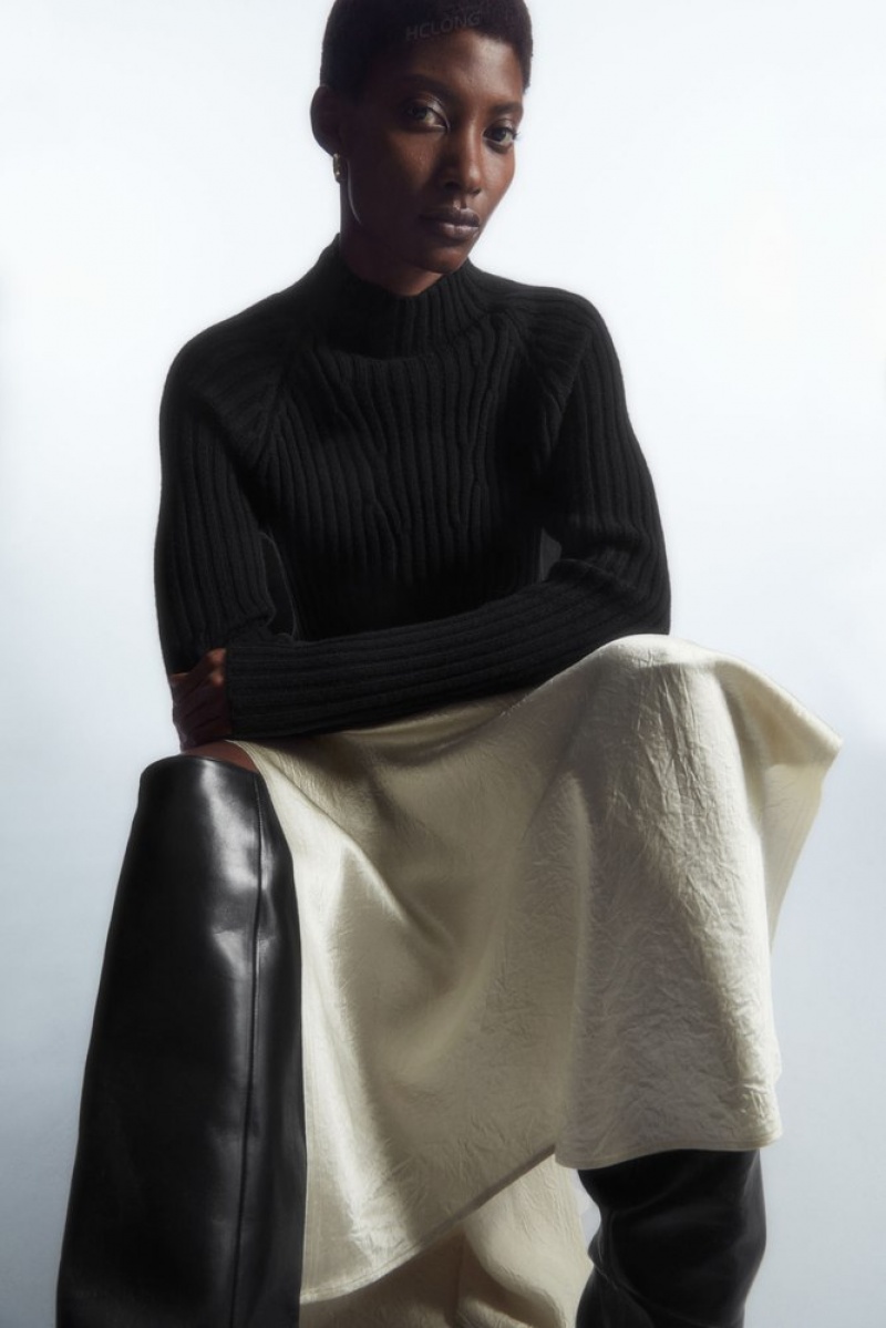 Off-White COS Ribbed Pure Cashmere Turtleneck Jumper Knitwear & Cardigans | ET80-Y0JA