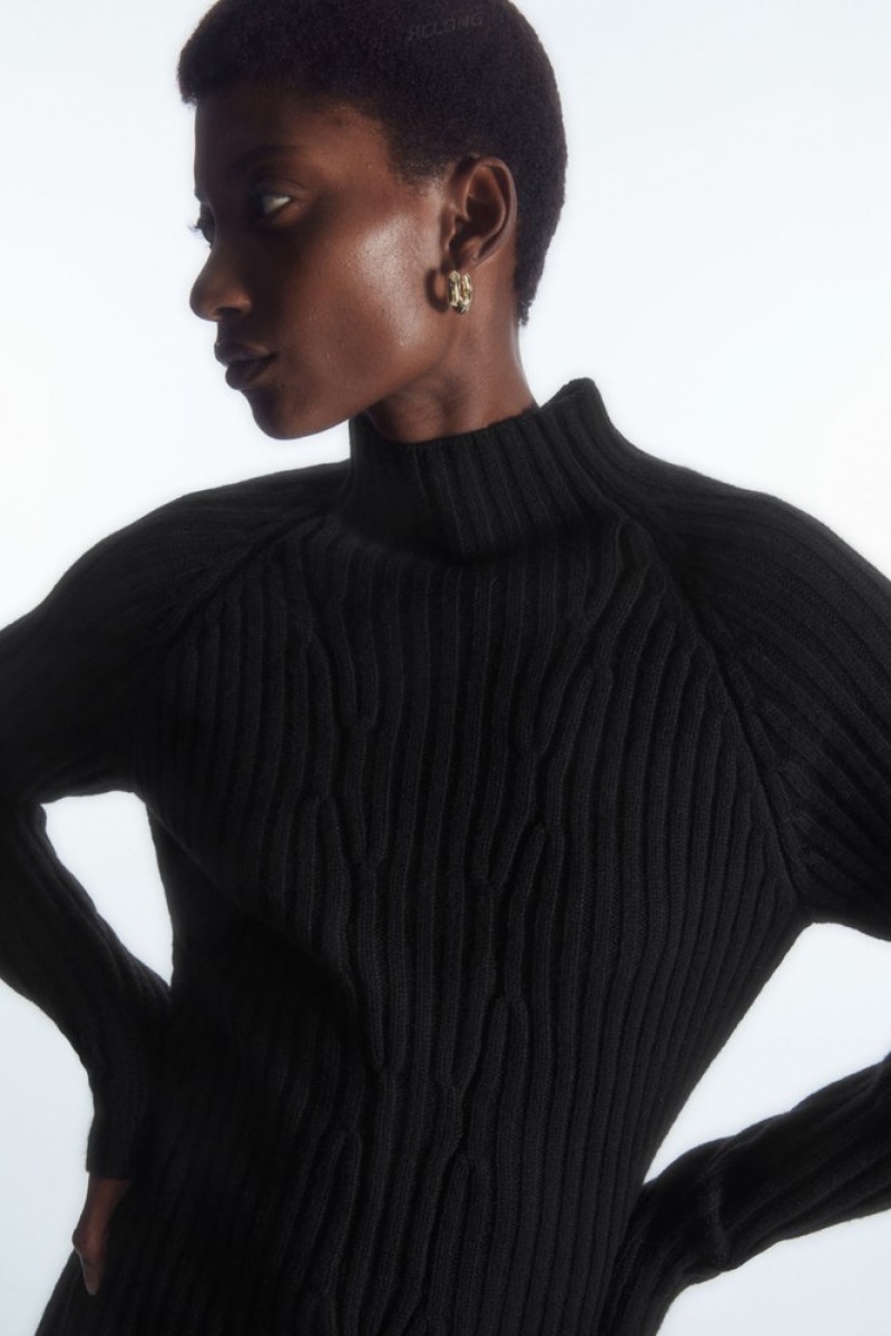 Off-White COS Ribbed Pure Cashmere Turtleneck Jumper Knitwear & Cardigans | ET80-Y0JA