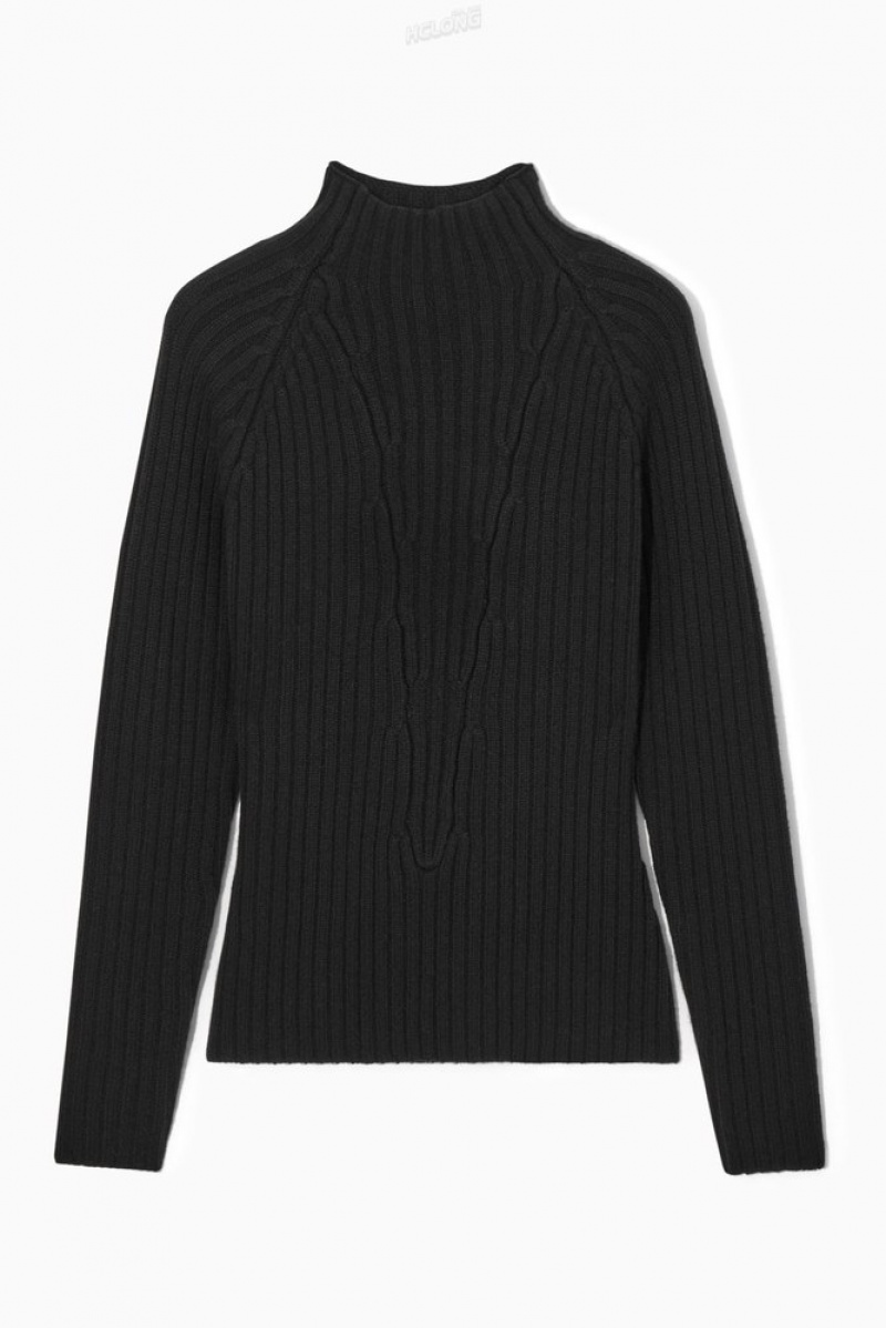 Off-White COS Ribbed Pure Cashmere Turtleneck Jumper Knitwear & Cardigans | ET80-Y0JA