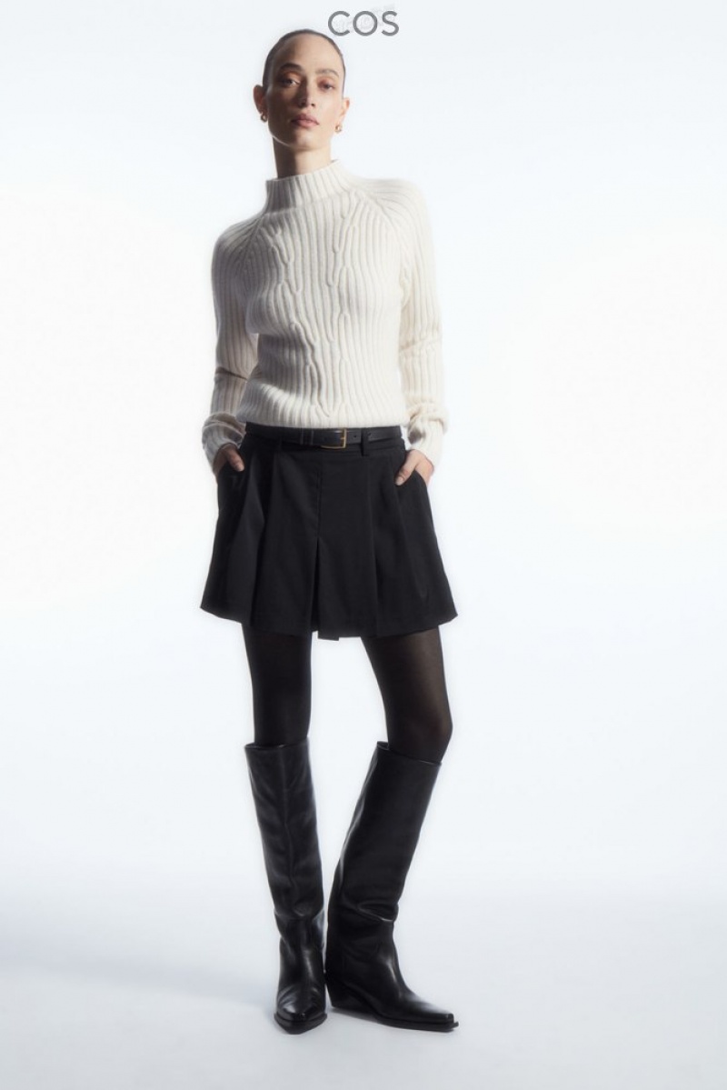 Off-White COS Ribbed Pure Cashmere Turtleneck Sweater Sweaters & Cardigans | VF41-U5MA