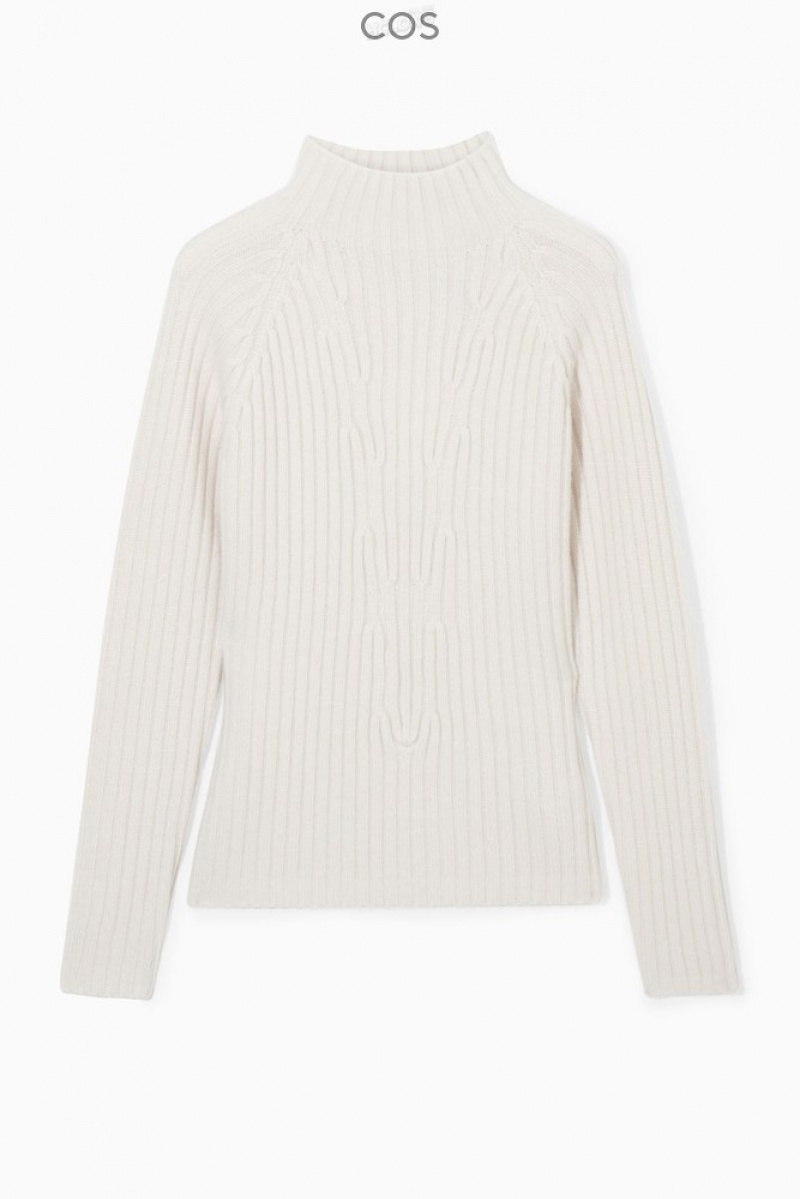 Off-White COS Ribbed Pure Cashmere Turtleneck Sweater Sweaters & Cardigans | VF41-U5MA