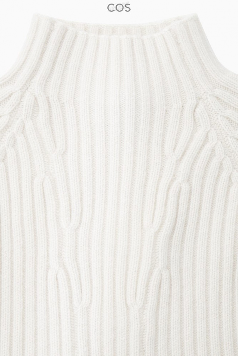 Off-White COS Ribbed Pure Cashmere Turtleneck Sweater Sweaters & Cardigans | VF41-U5MA