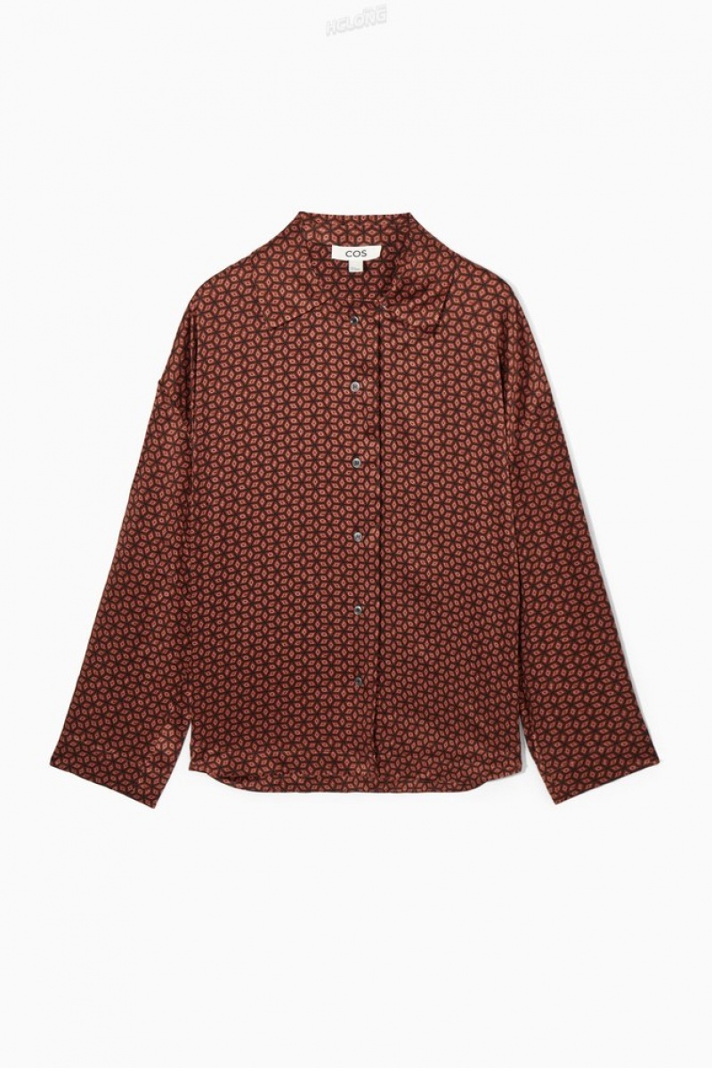 Rust / Printed COS Printed Pure Silk Pyjama Shirt Shirts & Blouses | TV36-F9KY