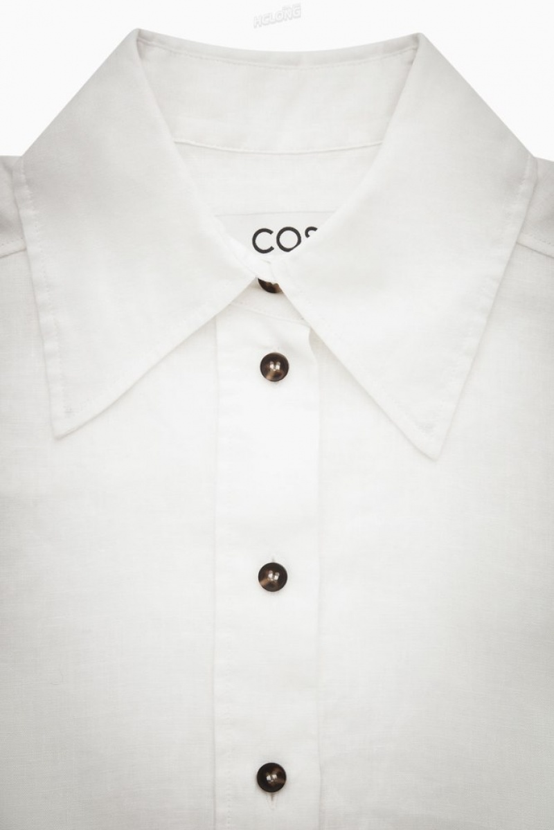 White COS Regular-Fit Linen Shirt Shirts & Blouses | LH83-N5AN