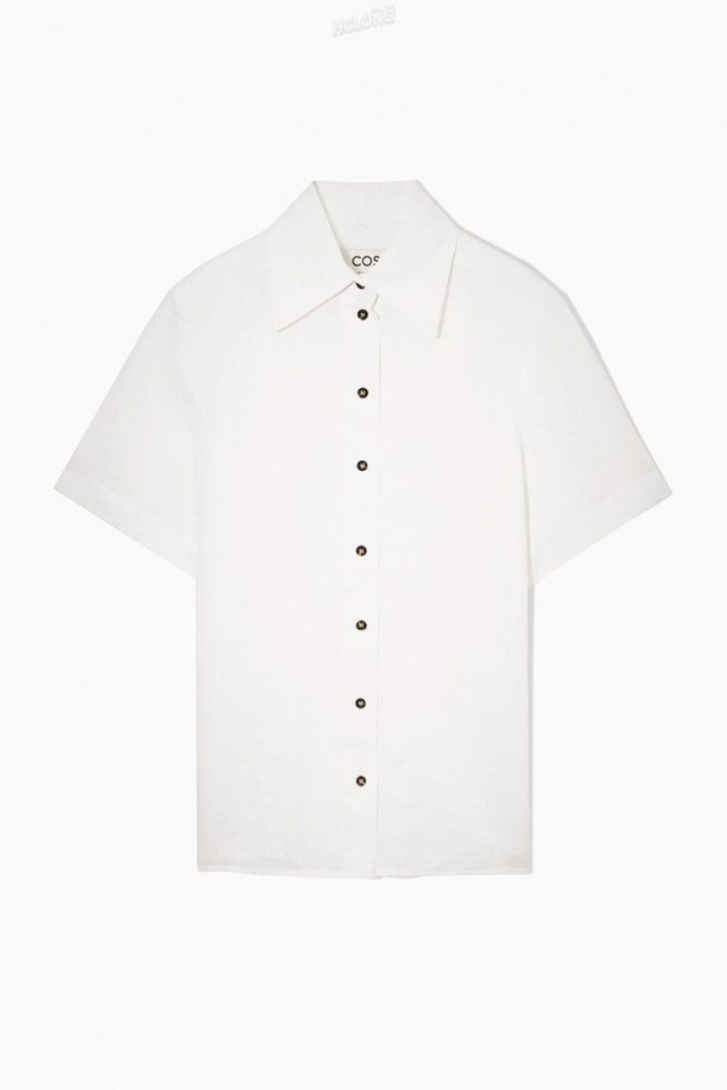 White COS Regular-Fit Linen Shirt Shirts & Blouses | LH83-N5AN