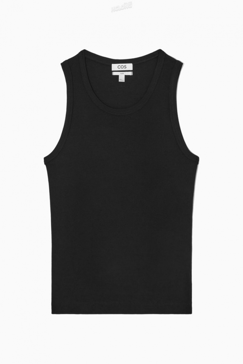 White COS Ribbed Tank Top T-shirts | FZ83-B1CF