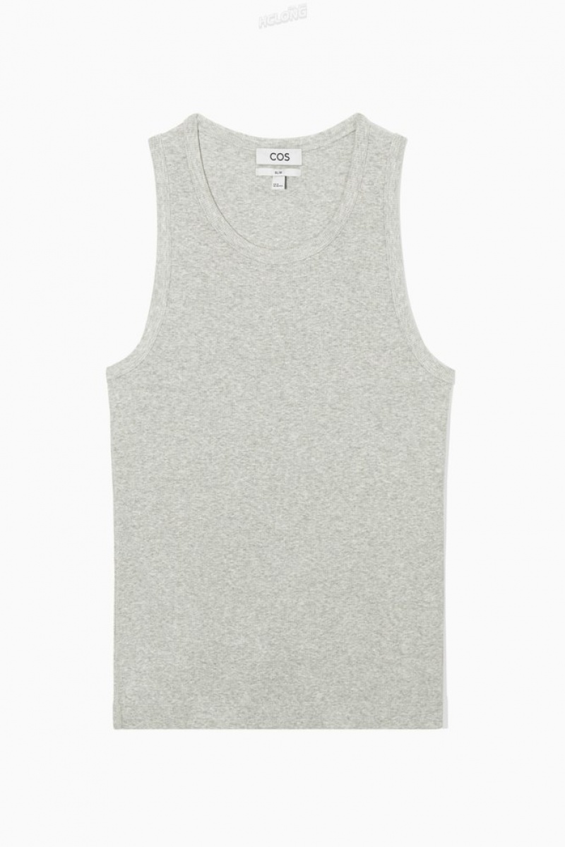 White COS Ribbed Tank Top T-shirts | NH27-X0HK