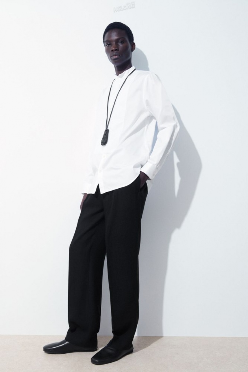 White COS The Poplin Tuxedo Shirt Shirts | PZ76-X8VM