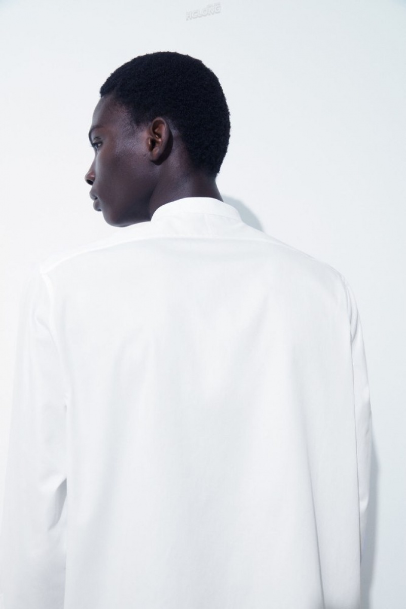 White COS The Poplin Tuxedo Shirt Shirts | PZ76-X8VM