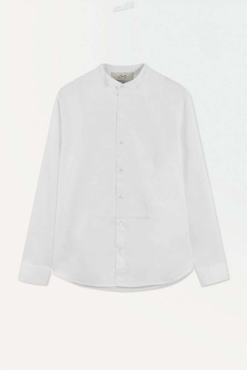 White COS The Poplin Tuxedo Shirt Shirts | PZ76-X8VM