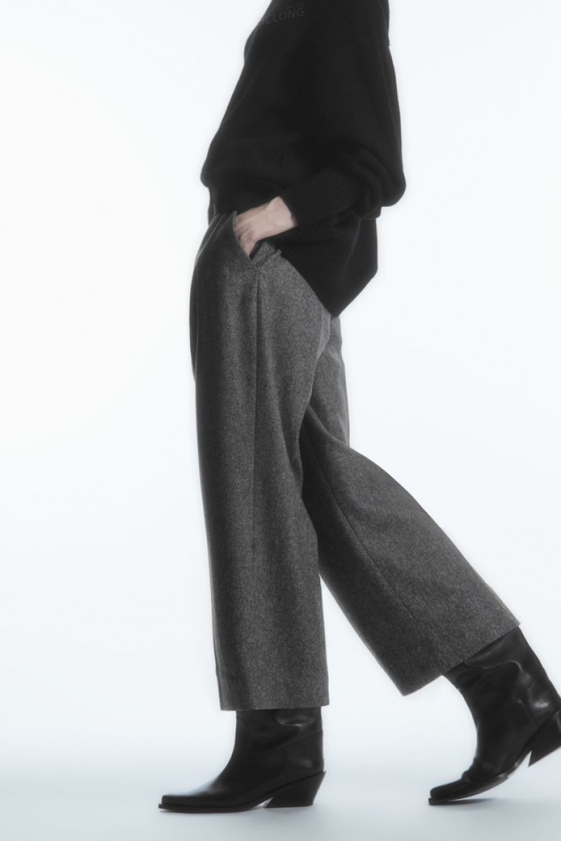 White / Black COS Tailored Wool-Flannel Culottes Trousers | WR62-U7JS