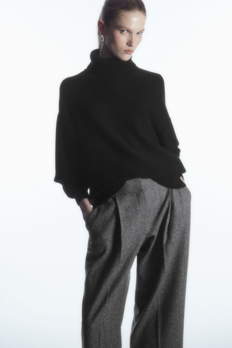 White / Black COS Tailored Wool-Flannel Culottes Trousers | WR62-U7JS