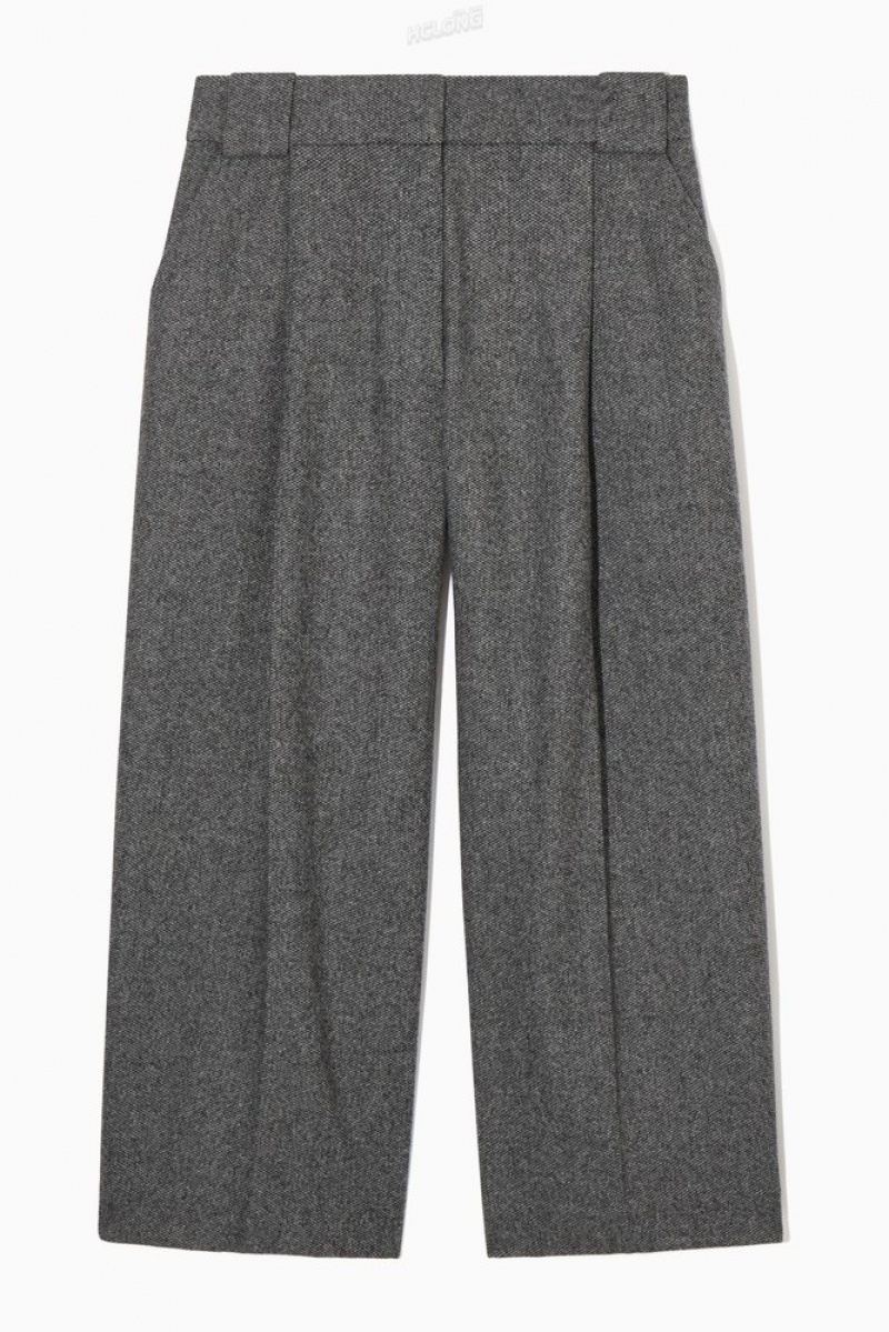 White / Black COS Tailored Wool-Flannel Culottes Trousers | WR62-U7JS