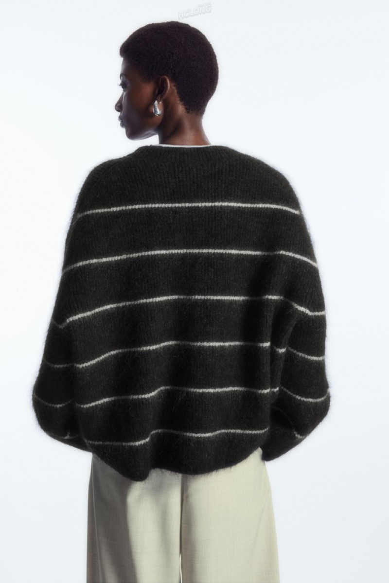 White / Striped COS Textured Mohair-Blend Sweater Sweaters & Cardigans | YW79-P9MB